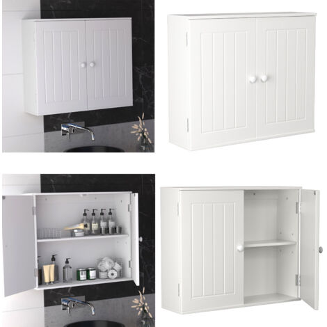Badezimmer Wand Schrank Speicher 2 Tür Schrank MDF Regale Eitelkeit Einheit Möbel 60CM