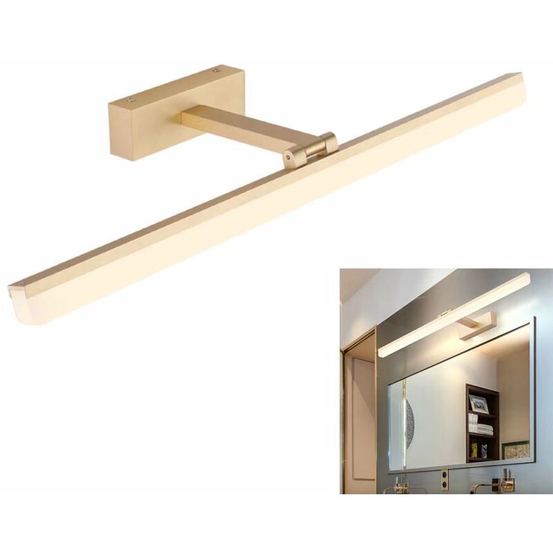 Badezimmer Wandleuchte LED Badezimmerspiegel Licht vor Bad Aluminium Waschbecken feuchtigkeitstransportierende Spiegelleuchte, 12w / 50cm, Gold,