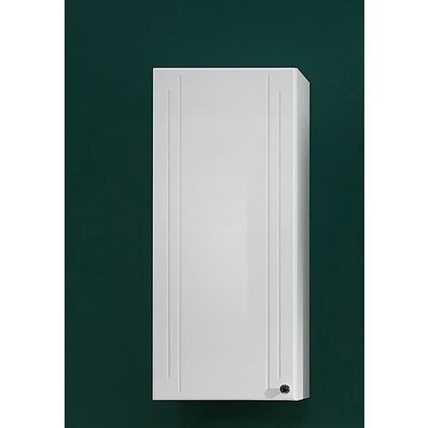 Badezimmer Wandschrank in weiß mit weiß Hochglanz NEMI-66, B/H/T: ca. 32,5/75/20 cm