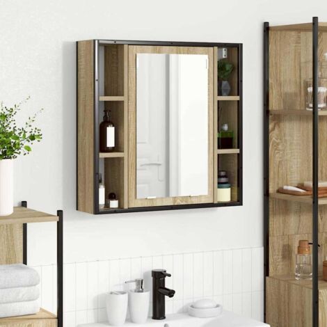 Badezimmer Waschbecken Licht Eiche Spanplatte Medium Aufbewahrung vidaXL814126
