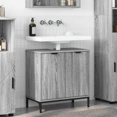 Badezimmer Waschbecken Schrank Grau Sonoma 60,5 x 33,5 x 61 cm vidaXL