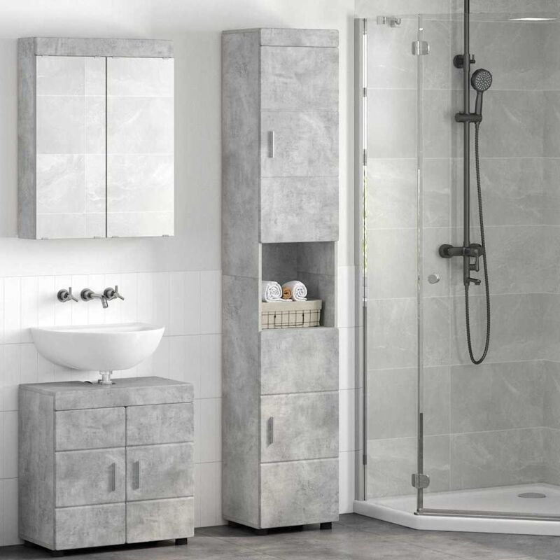 Badezimmerschrank-set Tulum Beton Grau 37 X 31, 5 X 203 Cm Vidaxl