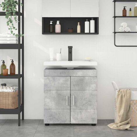 Badezimmer Waschbecken Schrank TULUM Betongrau 60 x 34 x 63 cm vidaXL
