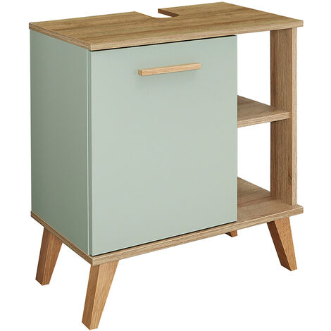 Badezimmer Waschbeckenunterschrank NANNING-66 in Riviera Eiche Nb. mit Salbei Nb., B/H/T: ca. 60,5/65/33 cm