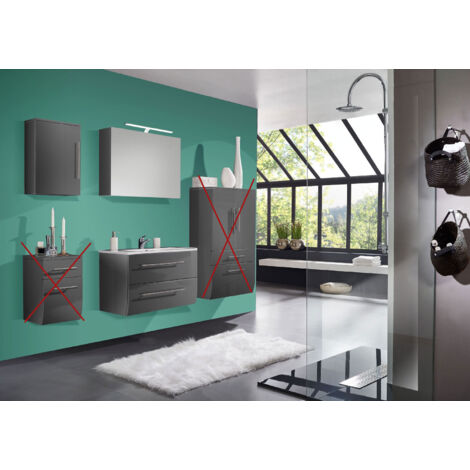 Badezimmer Waschplatz grau Hochglanz 70cm Niagara