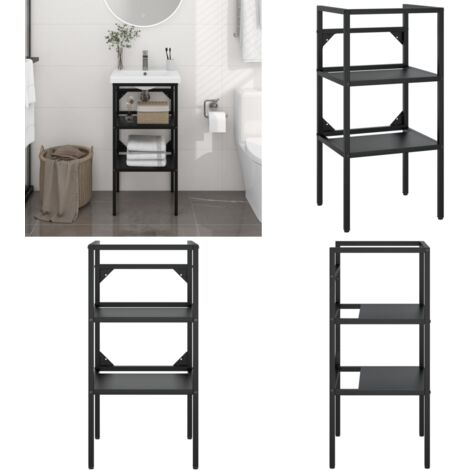 Badezimmer Waschtischgestell Schwarz 40x38x83 cm Eisen - Badezimmermöbel - Waschtischgestell - Schwarzes Waschtischgestell - Unterwäscheschrank - Badezimmerorganisation - Home & Living