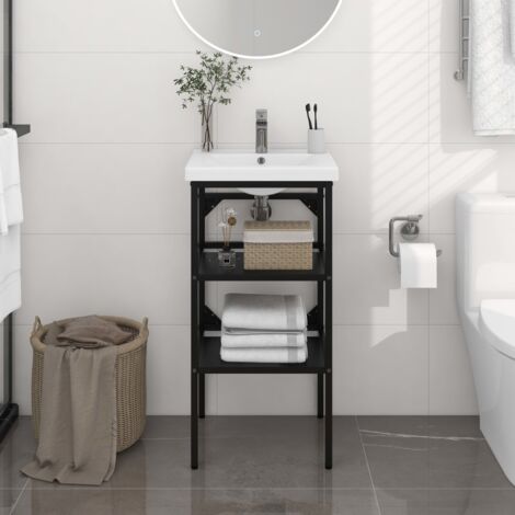 Badezimmer Waschtischgestell Schwarz 40x38x83 cm Eisen CFW495452