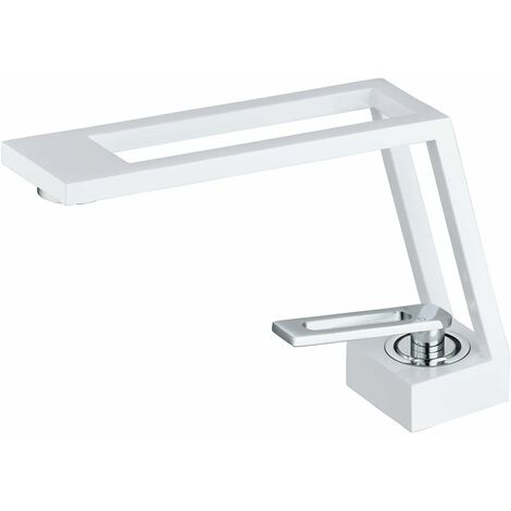 Badezimmer-Waschtischmischbatterie, moderner Messing-Waschtischhahn, kreative Design-Waschtischarmaturen, Weiß und Chrom