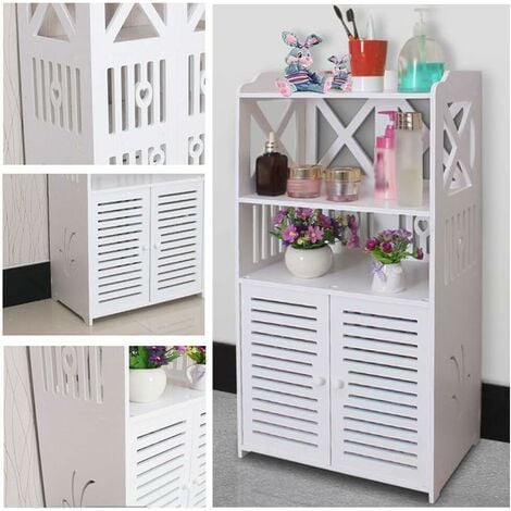 DAYPLUS Badezimmer wasserdichtes Kabinett, Boden stehendes Speicher-Kabinett, weiße Organizer-Regale, 90cm Höhe