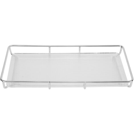 Badezimmerablage aus Edelstahl und Acryl, modernes minimalistisches Design, platzsparende Kosmetikablage, groß, silberfarben