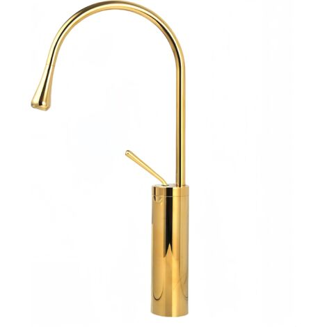 Badezimmerarmatur, Einhebel-Waschtischarmatur, Warm- und Kaltwasser, Höhe 48 cm (Gold)