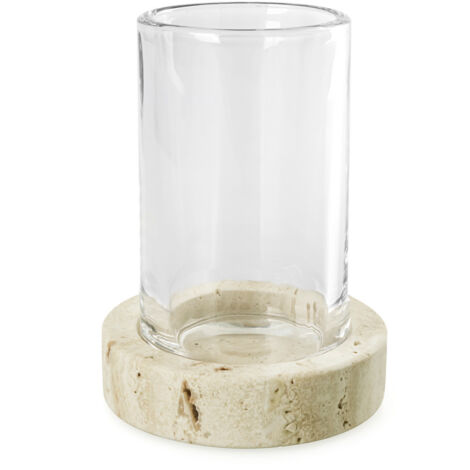 Badezimmerbecher Q-BATH PREMIUM DECOR 1545 Travertin + Glas