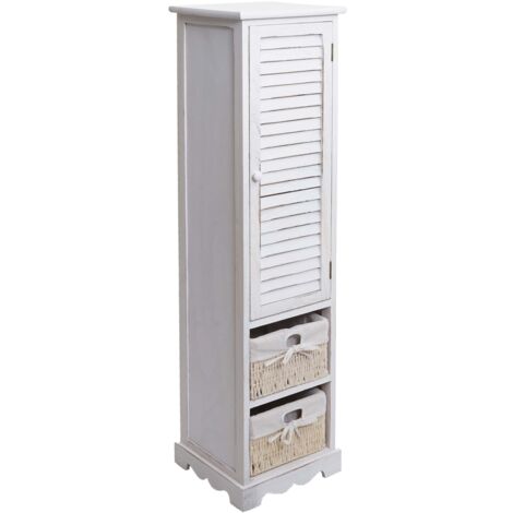 Badezimmerkommode HHG-674, Badezimmer Schrank Badschrank Badregal, 120x27x29cm Massiv-Holz shabby weiß