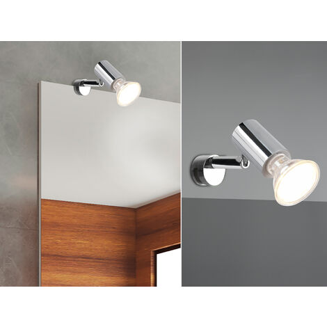 Badezimmerlampe LORENZO in Chrom - Spiegelklemmleuchte mit schwenkbarem Spot
