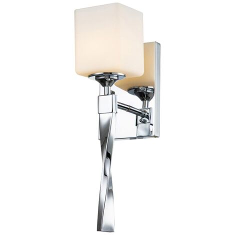 Badezimmerleuchte Metall Glas G9 IP44 H: 41,3 cm Chrom poliert Weiß warmweißes Licht 3000 K 300 lm