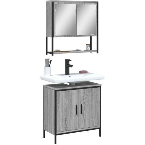Badezimmermöbel Set 2 Teile Sonoma Grau