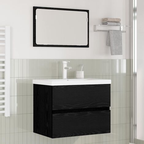Badezimmermöbel Set 3 pcs Schwarz Eichen-Optik Holzwerkstoff vidaXL