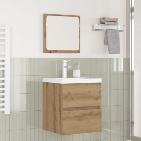 Badezimmermöbel Set 3 pcs Schwarzer Eiche und Weiß Standard vidaXL