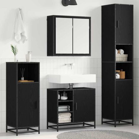 Badezimmermöbel-Set 4 pcs Schwarz Eichen-Optik Holzwerkstoff vidaXL
