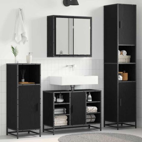 Badezimmermöbel-Set 4 pcs Schwarz Eichen-Optik Holzwerkstoff vidaXL