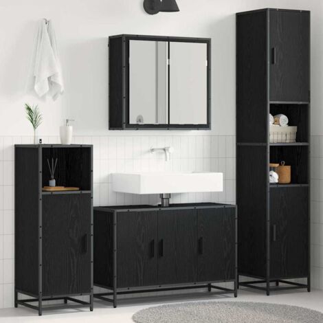 Badezimmermöbel-Set 4 pcs Schwarz Eichen-Optik Holzwerkstoff vidaXL