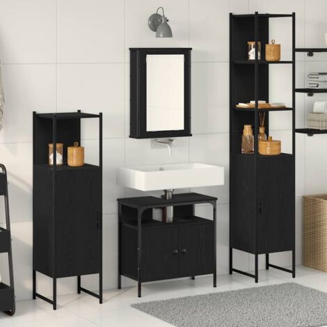 Badezimmermöbel Set 4 pcs Schwarz Eichen-Optik Holzwerkstoff vidaXL