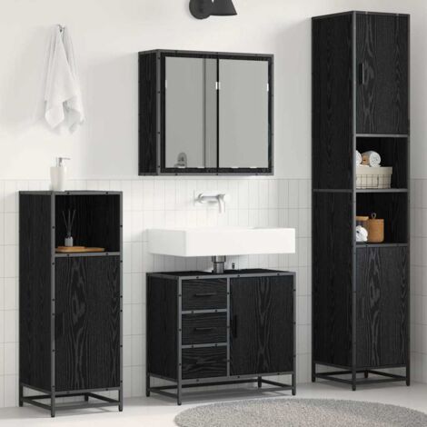 Badezimmermöbel-Set 4 pcs Schwarz Eichen-Optik Holzwerkstoff vidaXL