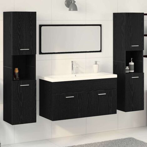 Badezimmermöbel Set 4 pcs Schwarz Eichen-Optik Holzwerkstoff vidaXL
