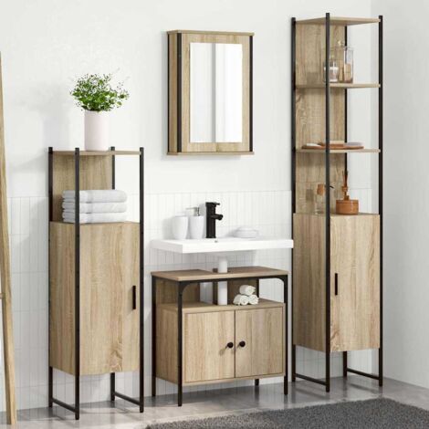 Badezimmermöbel Set 4 pcs Sonoma-Eiche 33 x 33 x 185.5 cm vidaXL