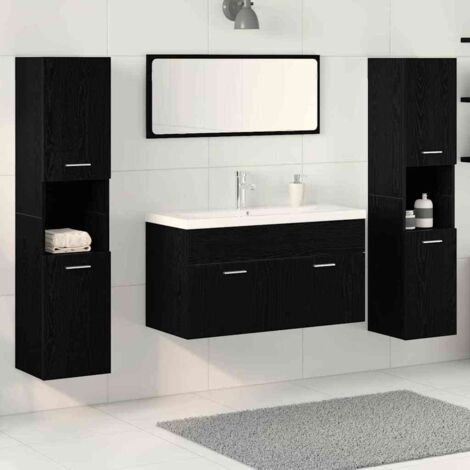 Badezimmermöbel Set 5 pcs Schwarz Eichen-Optik 30 x 30 x 130 cm vidaXL