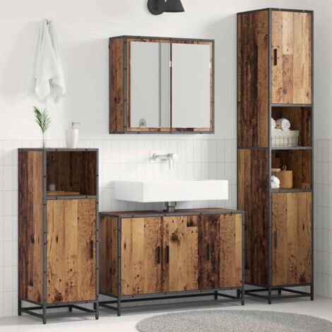 Badezimmermöbel-Set mit Regal 3 pcs Altholz Holzwerkstoff vidaXL
