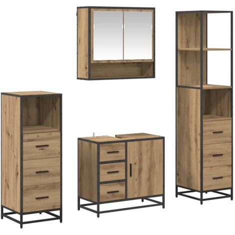 Badezimmermöbel-Set mit Regal 4 pcs Artisan-Eiche Holzwerkstoff vidaXL