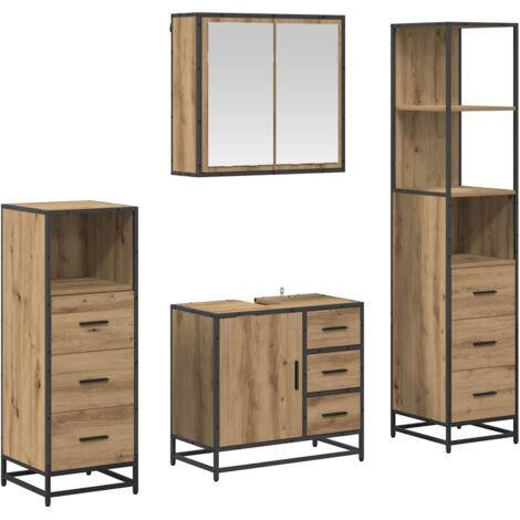 Badezimmermöbel-Set mit Regal 4 pcs Artisan-Eiche Holzwerkstoff vidaXL