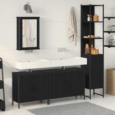 Badezimmermöbel-Set mit Regal 4 pcs Schwarz Holzwerkstoff vidaXL