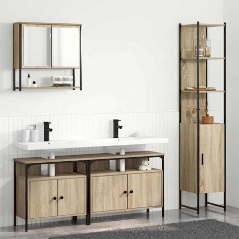 Badezimmermöbel-Set mit Regal 4 pcs Sonoma-Eiche Holzwerkstoff vidaXL