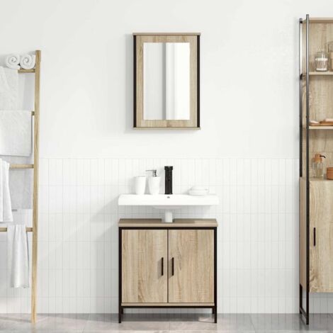 Badezimmermöbel-Set mit Regal mit Tür 2 pcs Braun Holzwerkstoff vidaXL