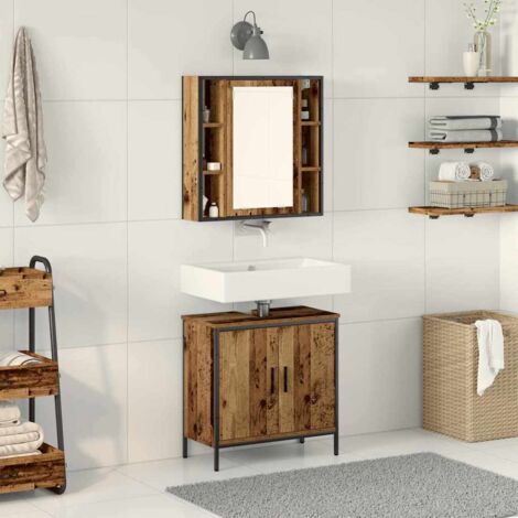 Badezimmermöbel-Set mit Regal mit Tür 2 pcs Braun Holzwerkstoff vidaXL