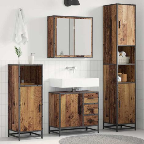 Badezimmermöbel-Set mit Schubladen 3 pcs Altholz Holzwerkstoff vidaXL