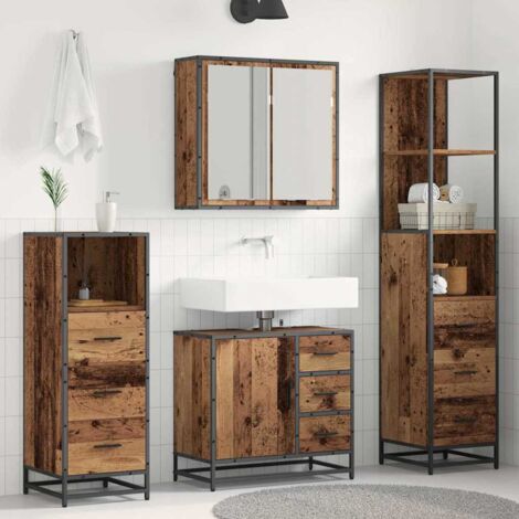 Badezimmermöbel-Set mit Schubladen 4 pcs Altholz Holzwerkstoff vidaXL