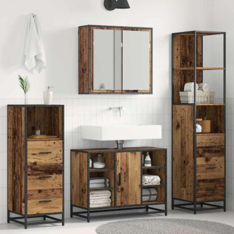 Badezimmermöbel-Set mit Schubladen 4 pcs Altholz Holzwerkstoff vidaXL