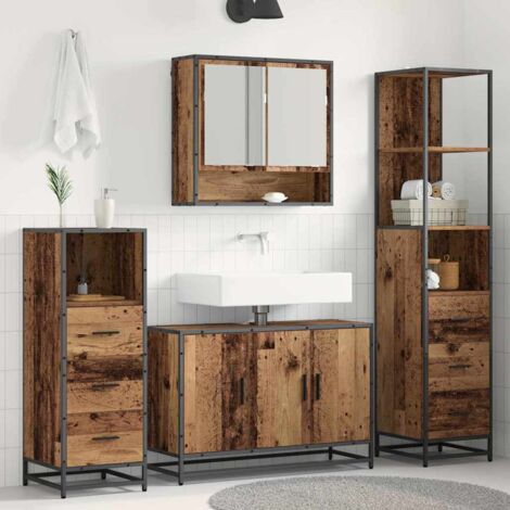 Badezimmermöbel-Set mit Schubladen 4 pcs Altholz Holzwerkstoff vidaXL