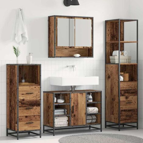 Badezimmermöbel-Set mit Schubladen 4 pcs Altholz Holzwerkstoff vidaXL