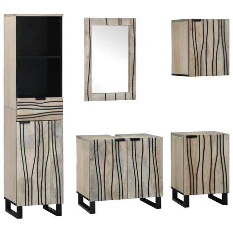 Badezimmermöbel Set mit Schubladen mit Regal 5 pcs Walnussbraun vidaXL
