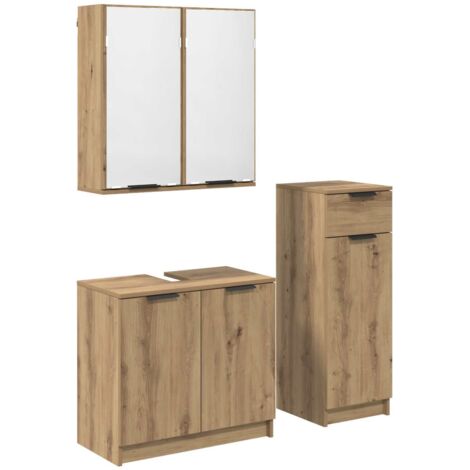 Badezimmermöbel-Set mit Tür 3 pcs Artisan-Eiche Holzwerkstoff vidaXL