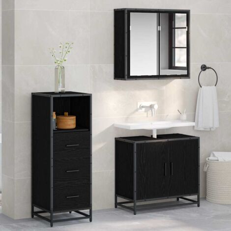 Badezimmermöbel-Set Schwarz Eichen-Optik 35 x 37,5 x 100 cm vidaXL