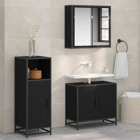 Badezimmermöbel-Set Schwarz Eichen-Optik 35 x 37,5 x 100 cm vidaXL