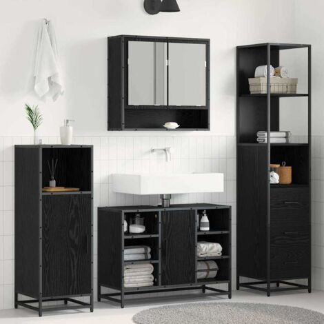 Badezimmermöbel-Set Schwarz Eichen-Optik 35 x 37,5 x 166 cm vidaXL