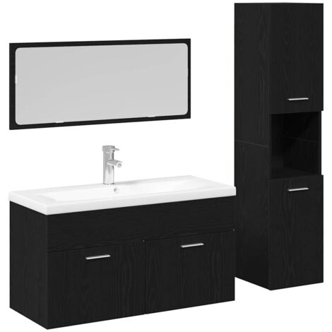 Badezimmermöbel Set Wandmontiert 2 pcs Schwarz Eichen-Optik vidaXL