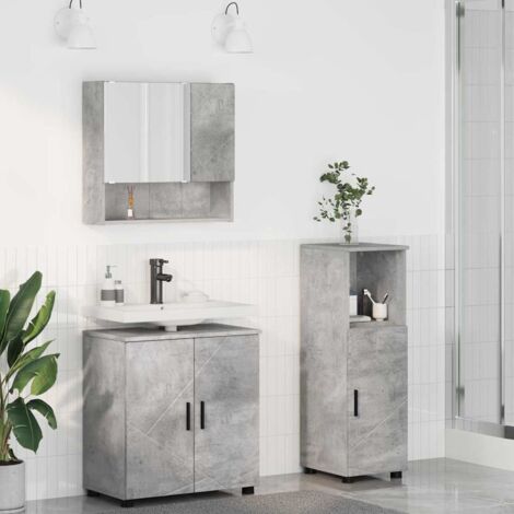 Badezimmermöbel Set Wandmontiert 3 pcs Betongrau Holzwerkstoff vidaXL