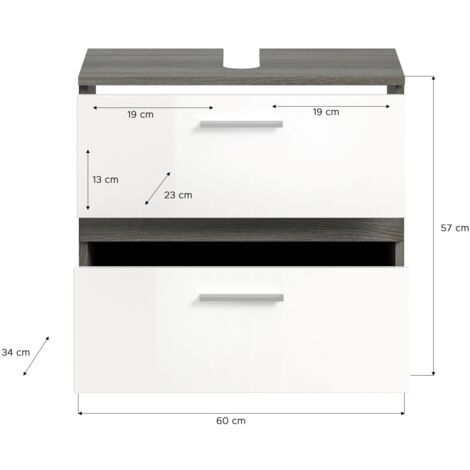 Badezimmermöbel-Set WILLIAM – Dunkelgrau und Weiß – 110x191x34 cm